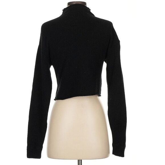 Reformation 100% Cashmere Cropped Mock Neck Sweater Black Size X-Small - Picture 3 of 8